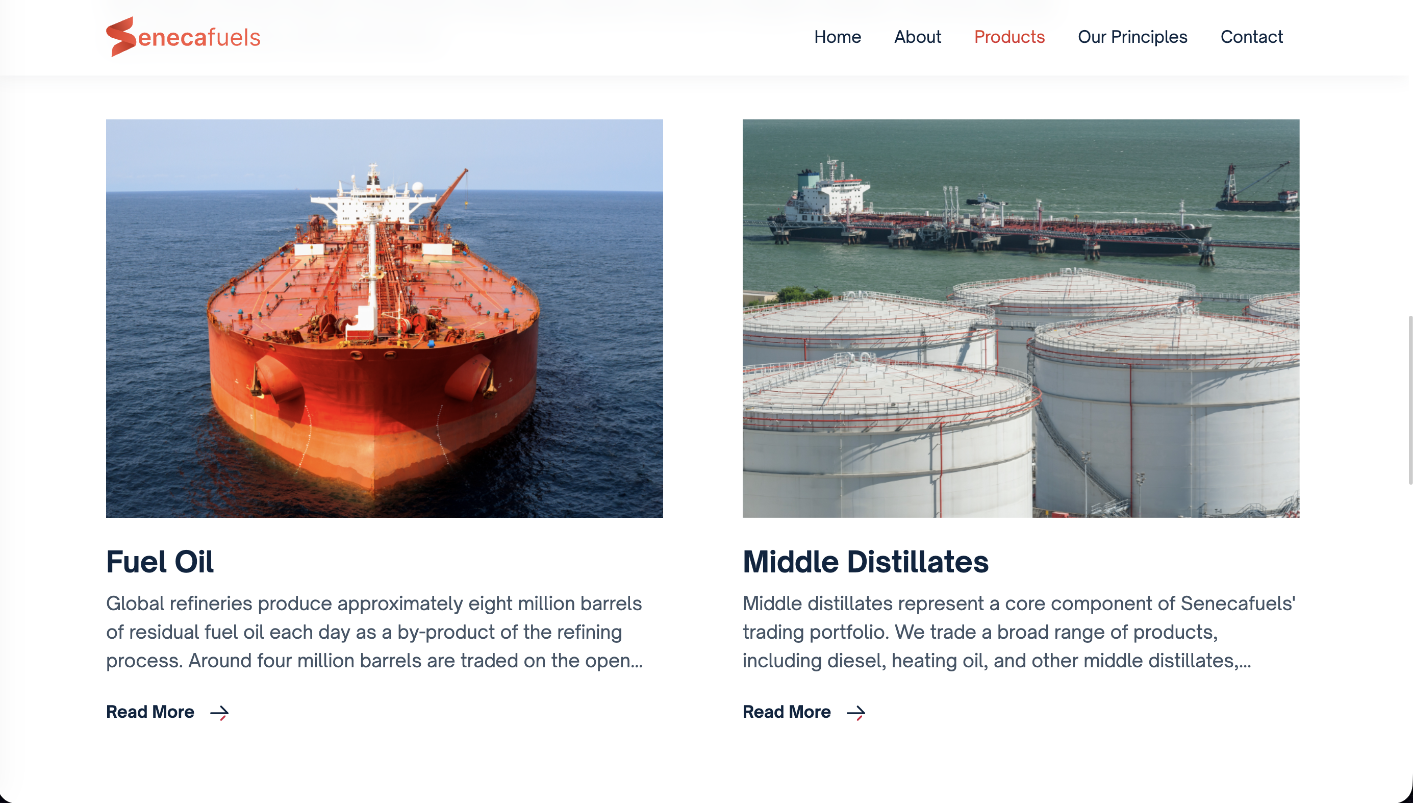 Senecafuels - Oil & Gas Corporate Website screenshot