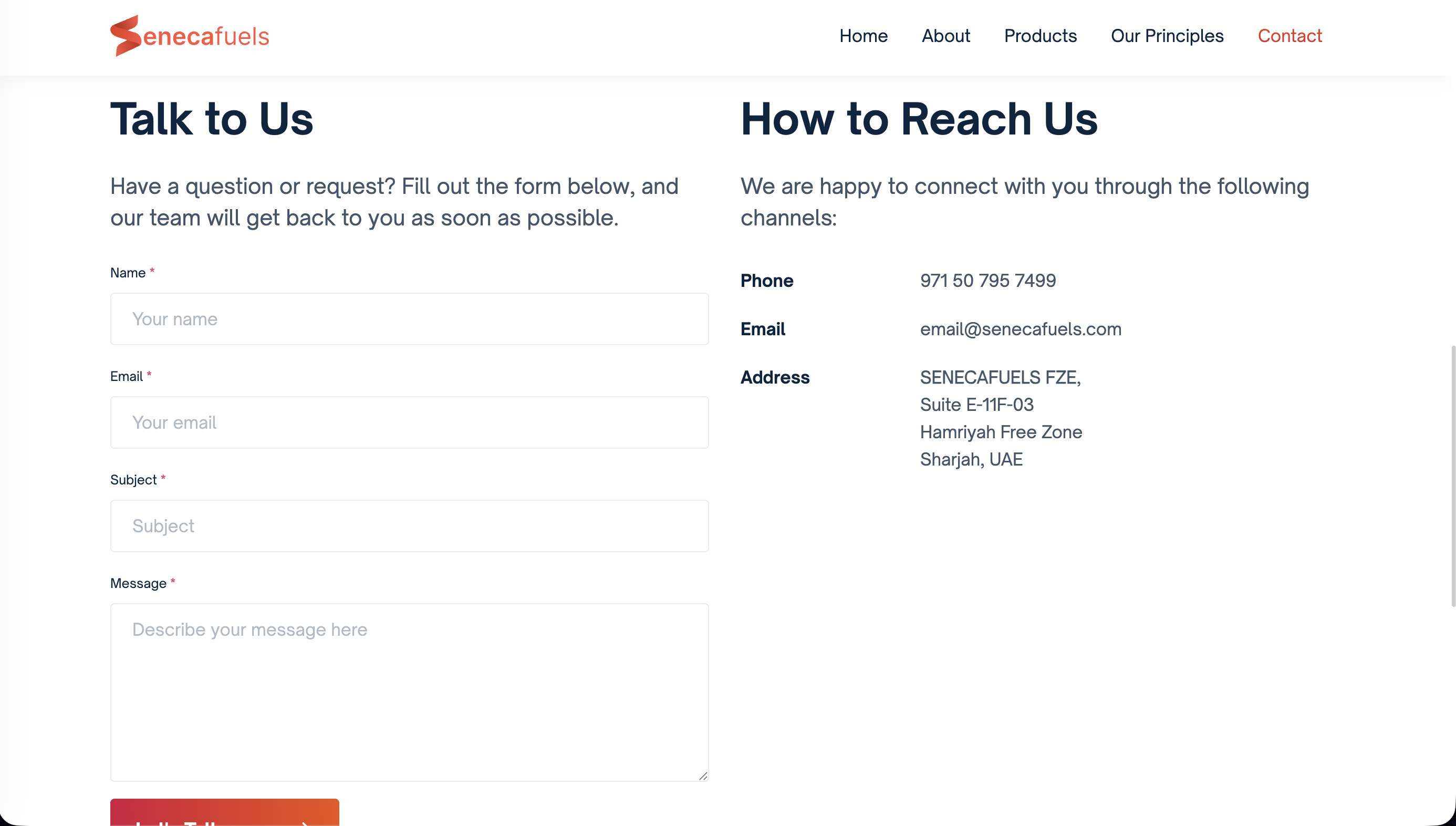 Senecafuels - Oil & Gas Corporate Website screenshot